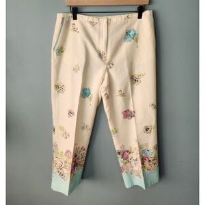 Vintage Oscar De la Renta Cream Floral capri pants - Size 12